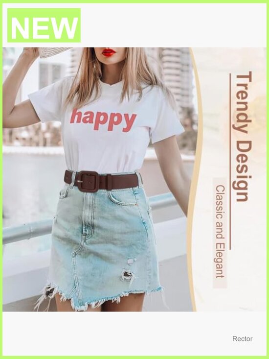 Square Buckle Faux Leather Belt for Women - Adjustable Waist Belt main image 6